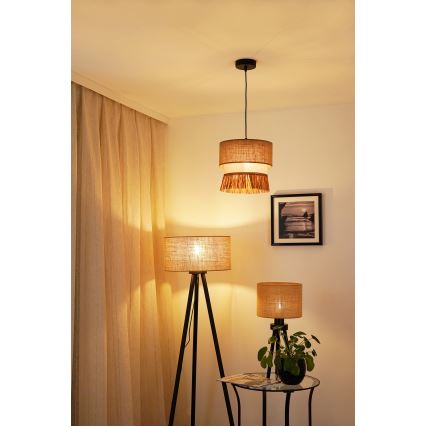 Brilagi - Kattokruunu johdossa WINNETOU BOHO 1xE27/15W/230V halkaisija 25 cm ruskea/kerma