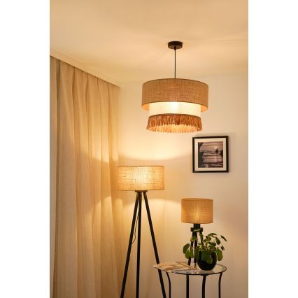 Brilagi - Kattokruunu johdossa WINNETOU BOHO 1xE27/15W/230V halkaisija 45 cm ruskea/kerma