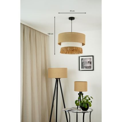 Brilagi - Kattokruunu johdossa WINNETOU BOHO 1xE27/15W/230V halkaisija 45 cm ruskea/kerma