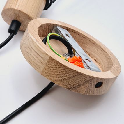 Brilagi - Kattokruunu johdossa WOODY BASKET 1xE27/60W/230V tammi