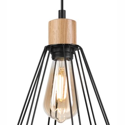 Brilagi - Kattokruunu johdossa WOODY BASKET 1xE27/60W/230V tammi