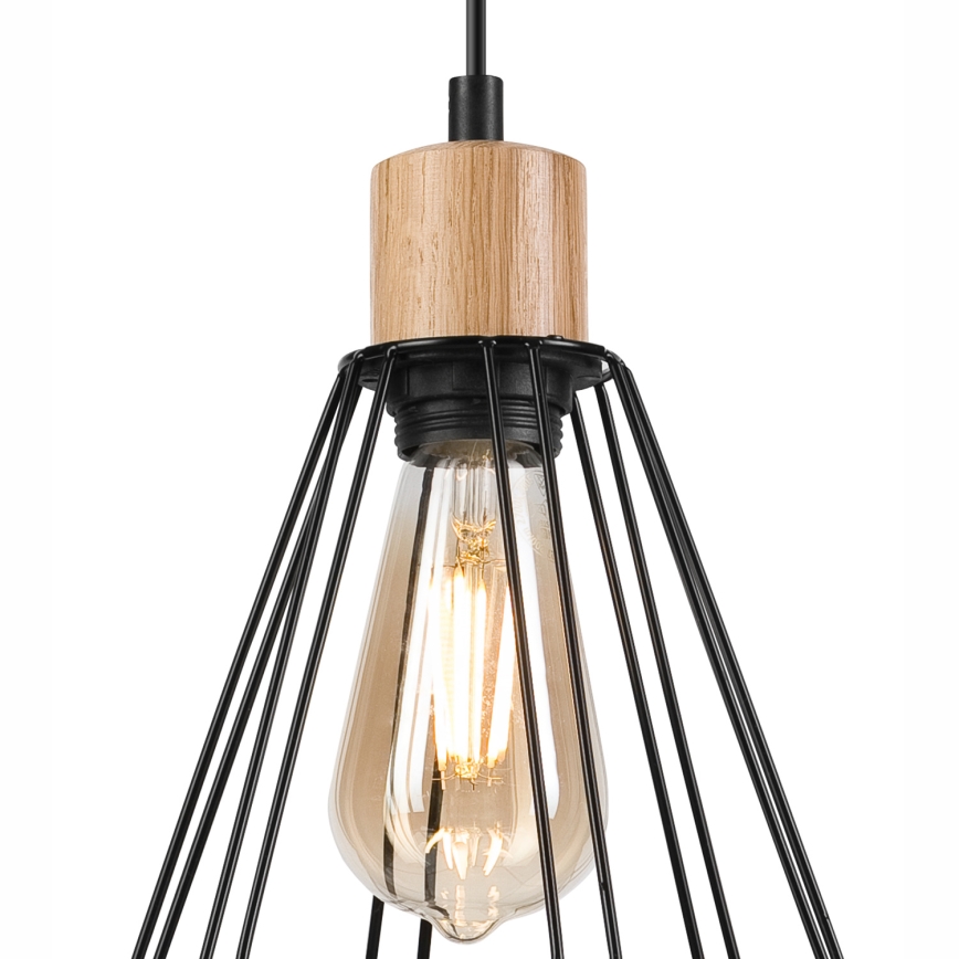 Brilagi - Kattokruunu johdossa WOODY BASKET 1xE27/60W/230V tammi