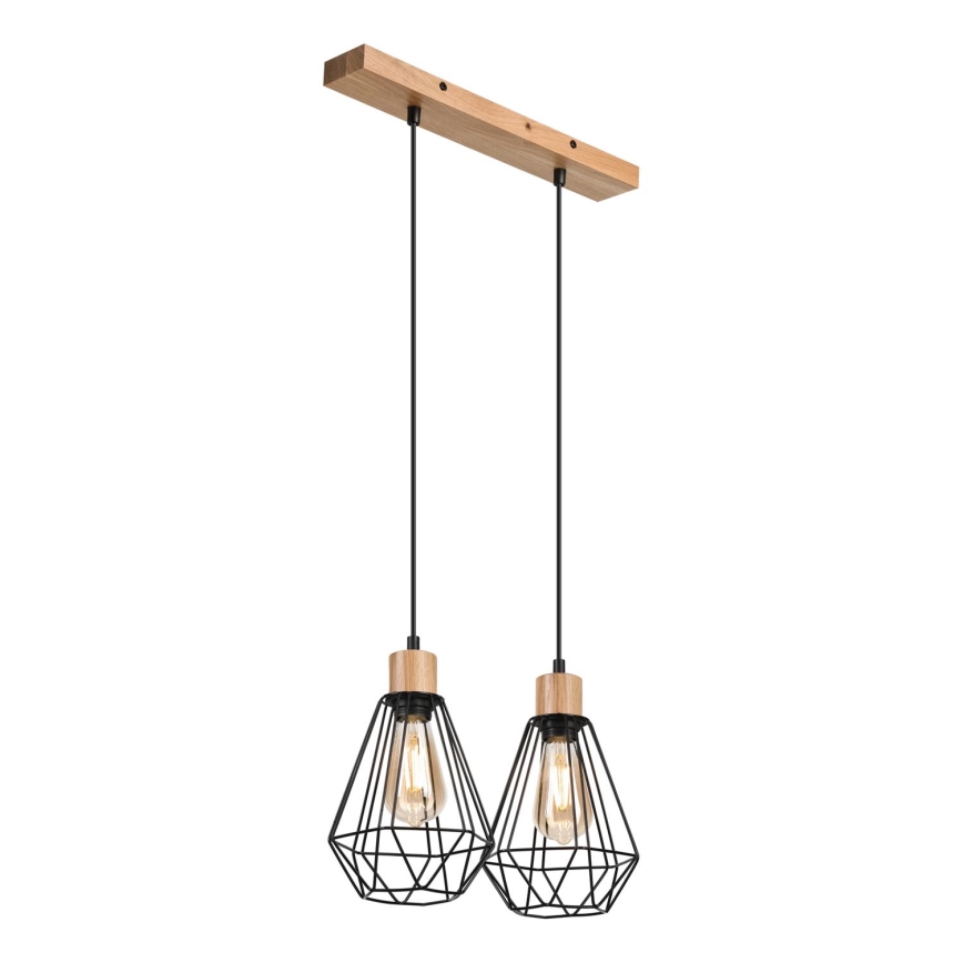 Brilagi - Kattokruunu johdossa WOODY BASKET 2xE27/60W/230V tammi