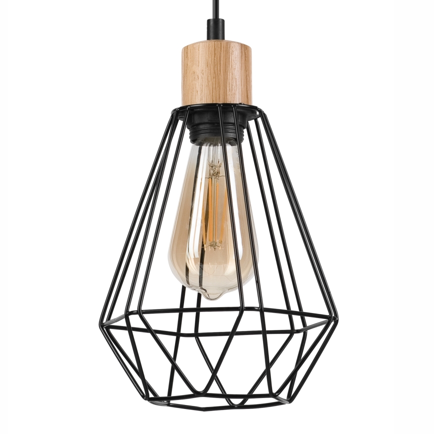 Brilagi - Kattokruunu johdossa WOODY BASKET 2xE27/60W/230V tammi