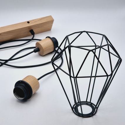 Brilagi - Kattokruunu johdossa WOODY BASKET 2xE27/60W/230V tammi