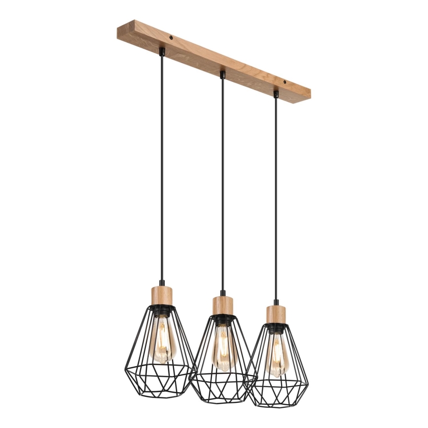 Brilagi - Kattokruunu johdossa WOODY BASKET 3xE27/60W/230V tammi