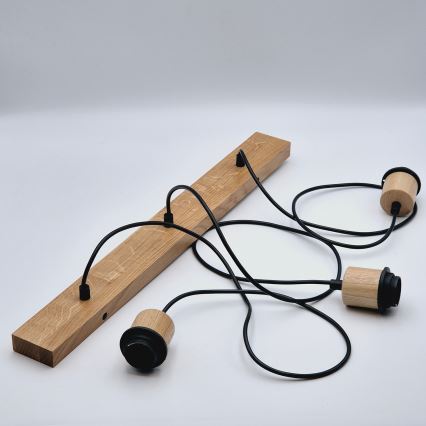 Brilagi - Kattokruunu johdossa WOODY BASKET 3xE27/60W/230V tammi