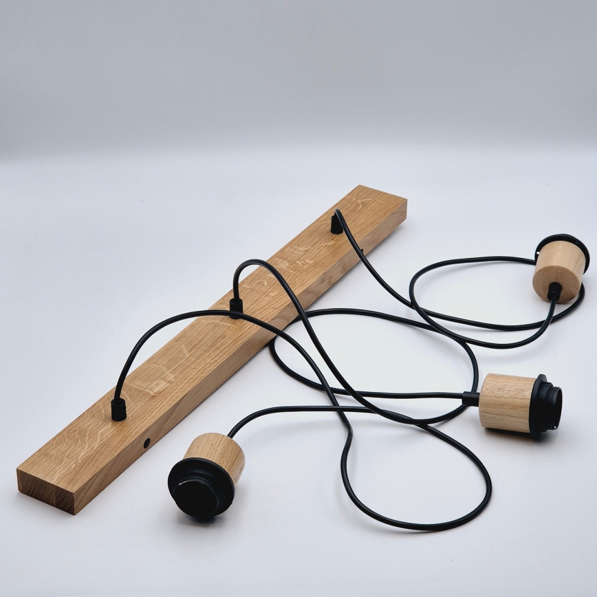 Brilagi - Kattokruunu johdossa WOODY BASKET 3xE27/60W/230V tammi