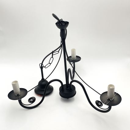 Brilagi - Kattokruunu ketjussa COTTAGE 3xE14/40W/230V musta/valkoinen