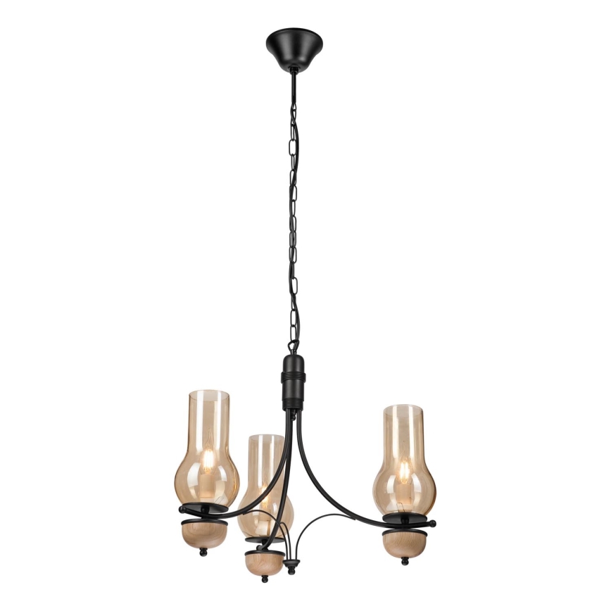 Brilagi - Kattokruunu ketjussa COTTAGE 3xE14/40W/230V pyökki/ruskea