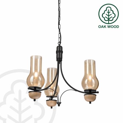Brilagi - Kattokruunu ketjussa COTTAGE 3xE14/40W/230V pyökki/ruskea