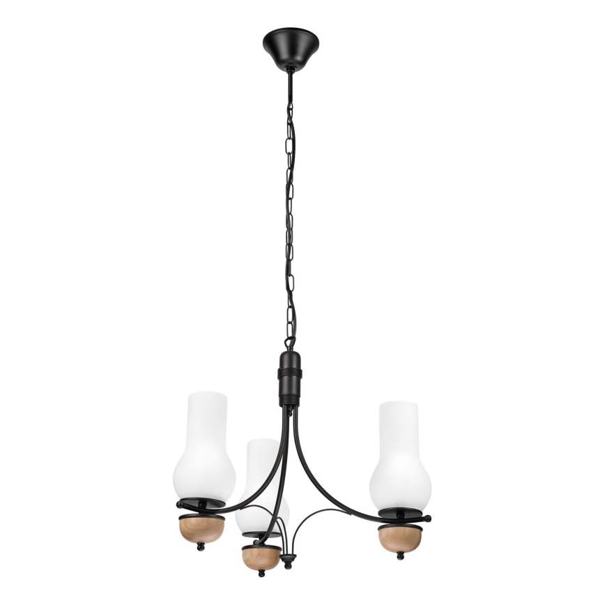 Brilagi - Kattokruunu ketjussa COTTAGE 3xE14/40W/230V pyökki/valkoinen