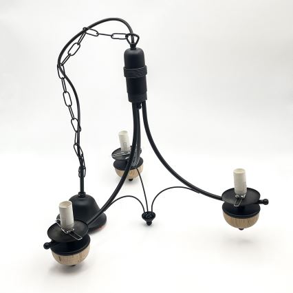 Brilagi - Kattokruunu ketjussa COTTAGE 3xE14/40W/230V pyökki/valkoinen