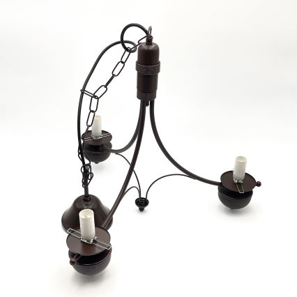 Brilagi - Kattokruunu ketjussa COTTAGE 3xE14/40W/230V tammi/valkoinen
