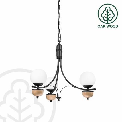 Brilagi - Kattokruunu ketjussa COTTAGE 3xG9/40W/230V pyökki/valkoinen