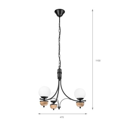 Brilagi - Kattokruunu ketjussa COTTAGE 3xG9/40W/230V pyökki/valkoinen
