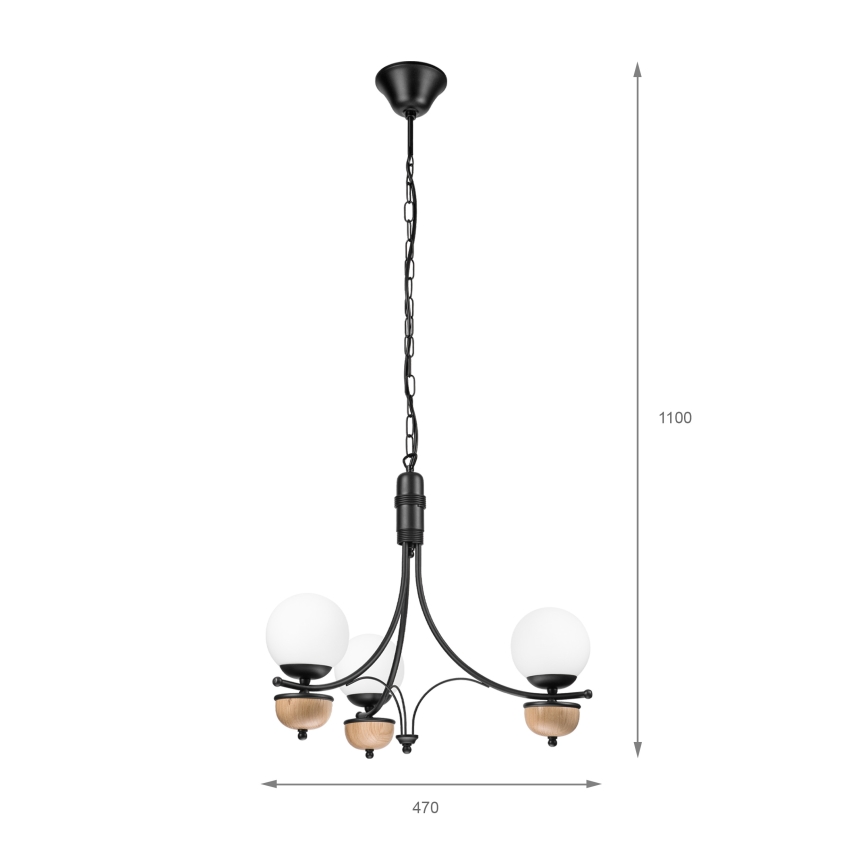 Brilagi - Kattokruunu ketjussa COTTAGE 3xG9/40W/230V pyökki/valkoinen