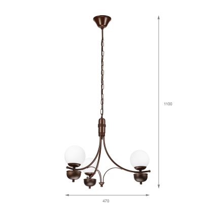 Brilagi - Kattokruunu ketjussa COTTAGE 3xG9/40W/230V tammi/valkoinen