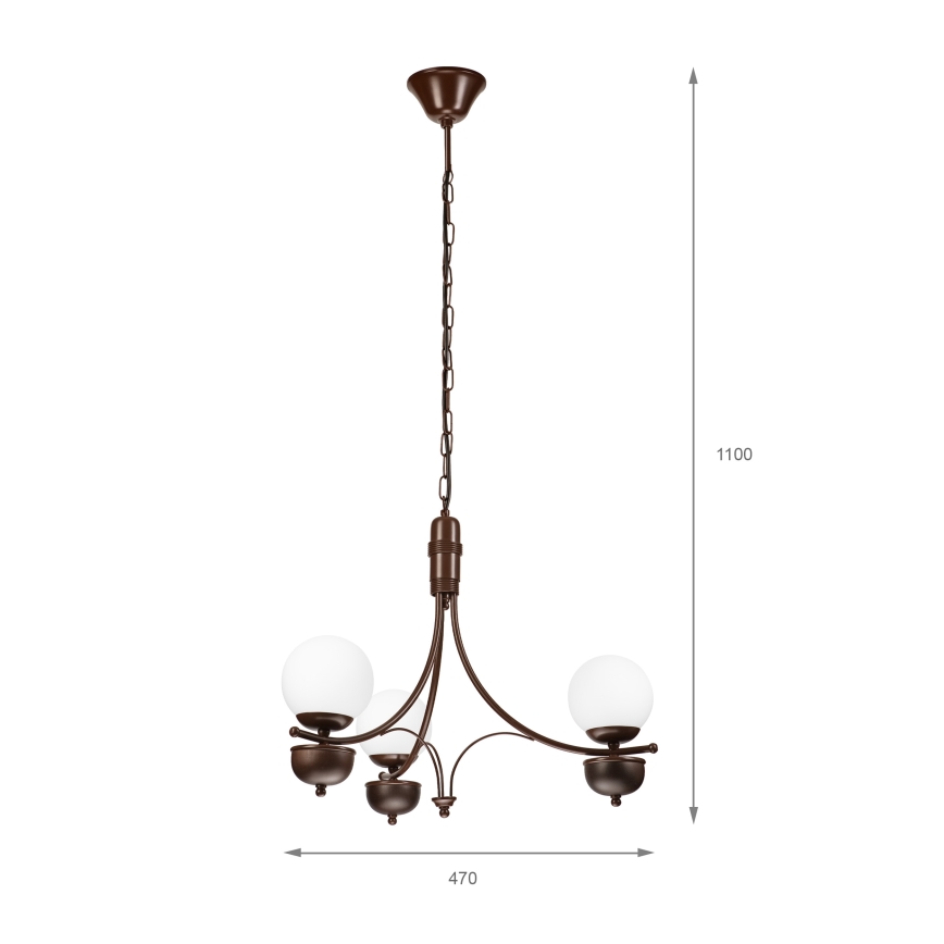 Brilagi - Kattokruunu ketjussa COTTAGE 3xG9/40W/230V tammi/valkoinen