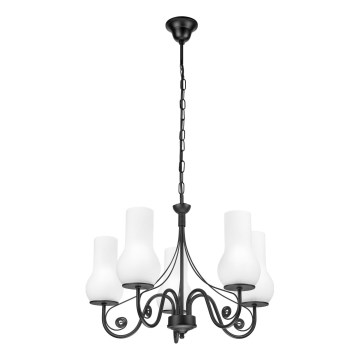 Brilagi - Kattokruunu ketjussa COTTAGE 5xE14/40W/230V musta/valkoinen