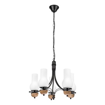 Brilagi - Kattokruunu ketjussa COTTAGE 5xE14/40W/230V pyökki/valkoinen