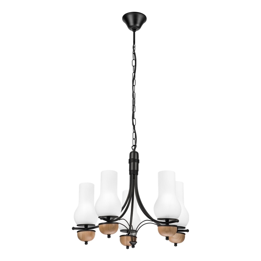 Brilagi - Kattokruunu ketjussa COTTAGE 5xE14/40W/230V pyökki/valkoinen