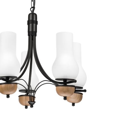 Brilagi - Kattokruunu ketjussa COTTAGE 5xE14/40W/230V pyökki/valkoinen