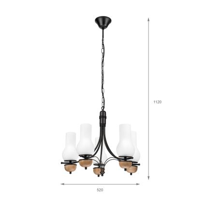 Brilagi - Kattokruunu ketjussa COTTAGE 5xE14/40W/230V pyökki/valkoinen