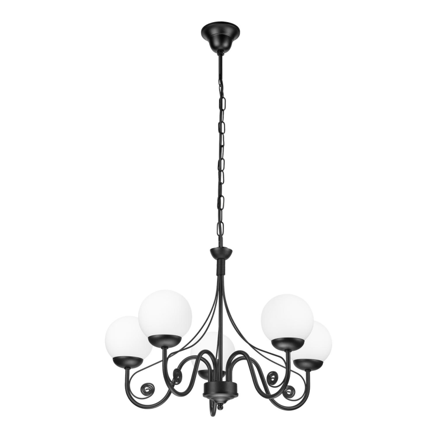 Brilagi - Kattokruunu ketjussa COTTAGE 5xG9/40W/230V musta/valkoinen