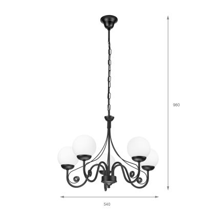 Brilagi - Kattokruunu ketjussa COTTAGE 5xG9/40W/230V musta/valkoinen