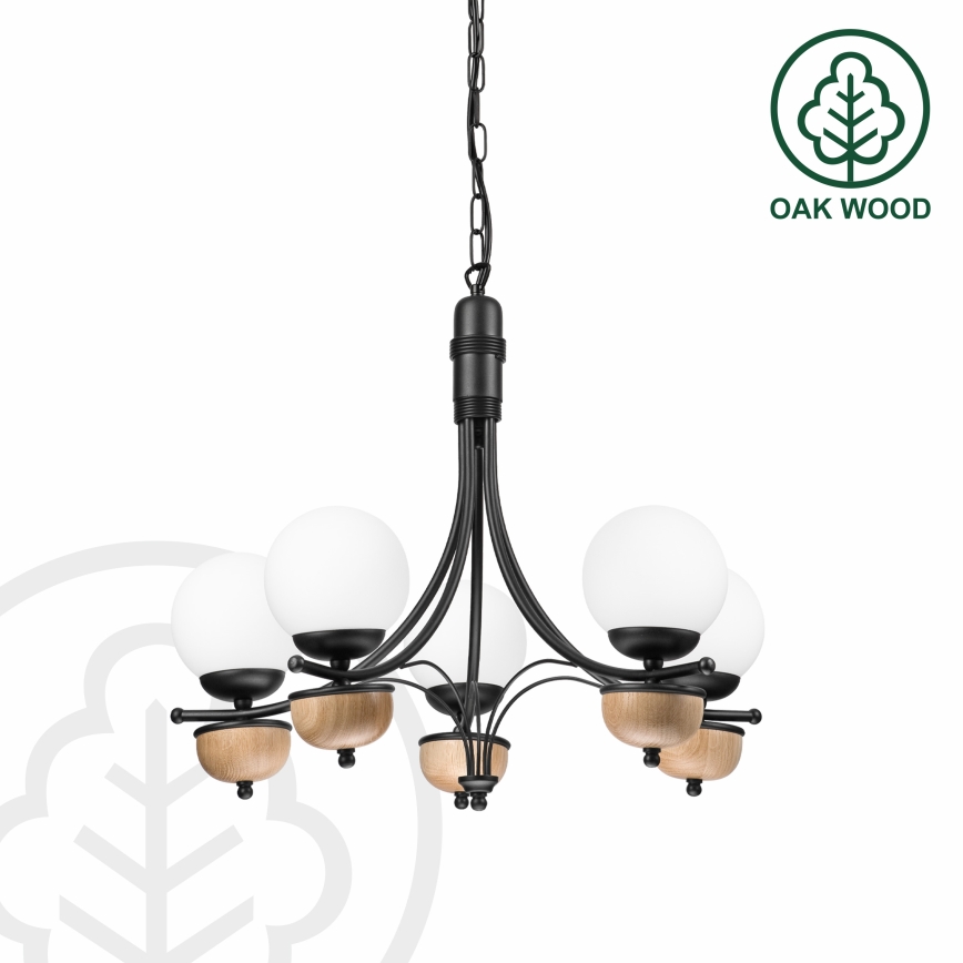 Brilagi - Kattokruunu ketjussa COTTAGE 5xG9/40W/230V pyökki/valkoinen