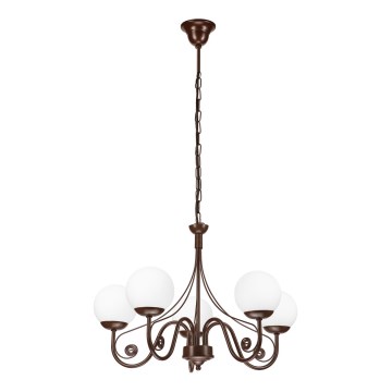 Brilagi - Kattokruunu ketjussa COTTAGE 5xG9/40W/230V ruskea/valkoinen