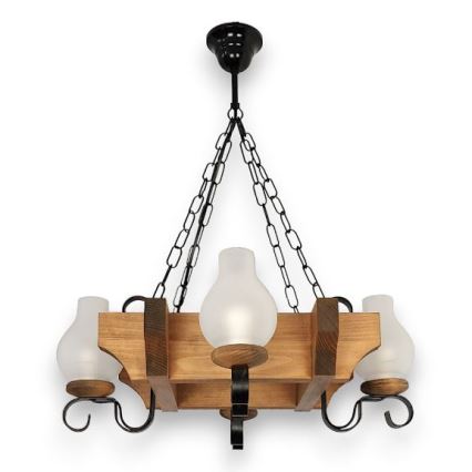 Brilagi - Kattokruunu ketjussa QUEEN 4xE14/40W/230V pyökki