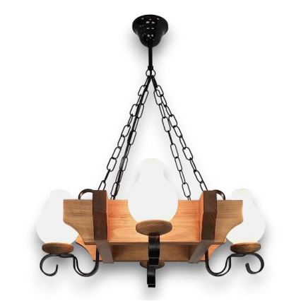 Brilagi - Kattokruunu ketjussa QUEEN 4xE14/40W/230V pyökki