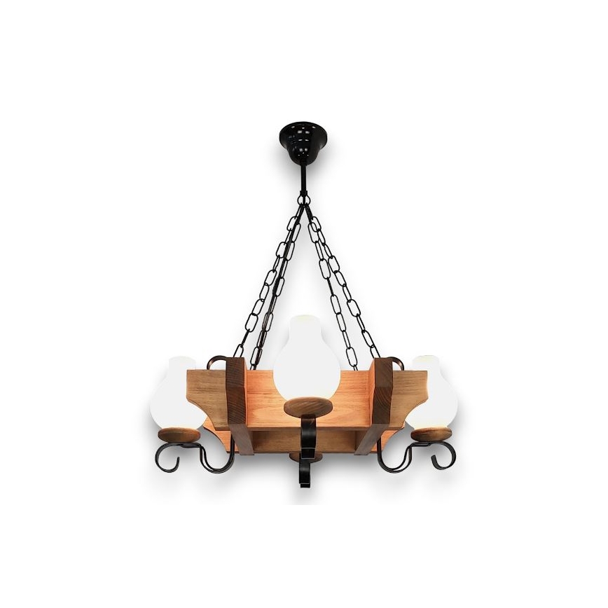 Brilagi - Kattokruunu ketjussa QUEEN 4xE14/40W/230V pyökki