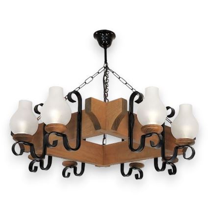 Brilagi - Kattokruunu ketjussa QUEEN 8xE14/40W/230V pyökki