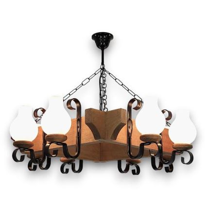 Brilagi - Kattokruunu ketjussa QUEEN 8xE14/40W/230V pyökki