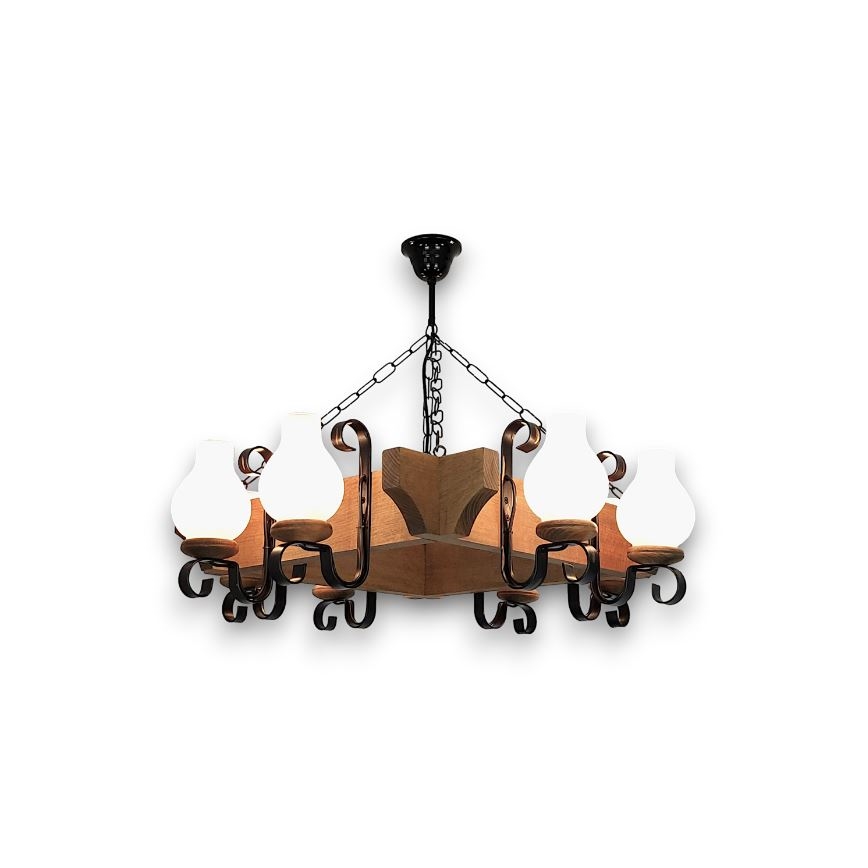 Brilagi - Kattokruunu ketjussa QUEEN 8xE14/40W/230V pyökki