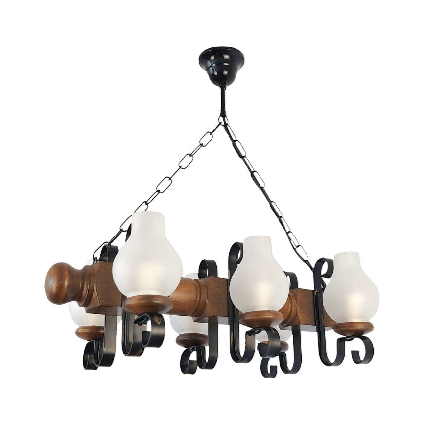 Brilagi - Kattokruunu ketjussa RUSTIC 6xE14/40W/230V pyökki/saksanpähkinä