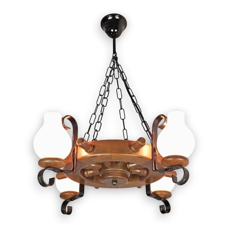 Brilagi - Kattokruunu ketjussa TIMONA 4xE14/40W/230V pyökki/saksanpähkinä