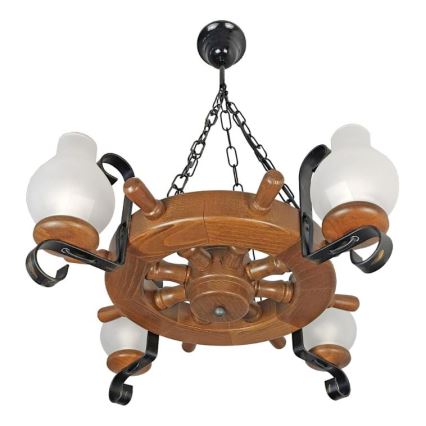 Brilagi - Kattokruunu ketjussa TIMONA 4xE14/40W/230V pyökki/saksanpähkinä