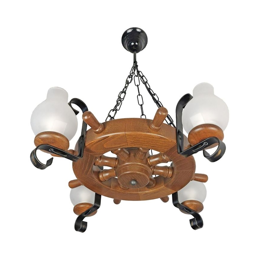 Brilagi - Kattokruunu ketjussa TIMONA 4xE14/40W/230V pyökki/saksanpähkinä