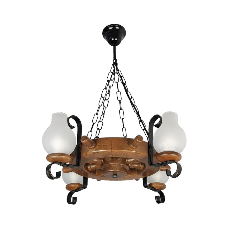 Brilagi - Kattokruunu ketjussa TIMONA 4xE14/40W/230V pyökki/saksanpähkinä