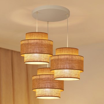 Brilagi - Kattovalaisin köydellä SPACE YUTE 3xE27/15W/230V beige/valkoinen