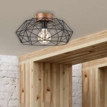 Brilagi - Kattovalaisin WOODY BASKET 1xE27/60W/230V tammi-pähkinä
