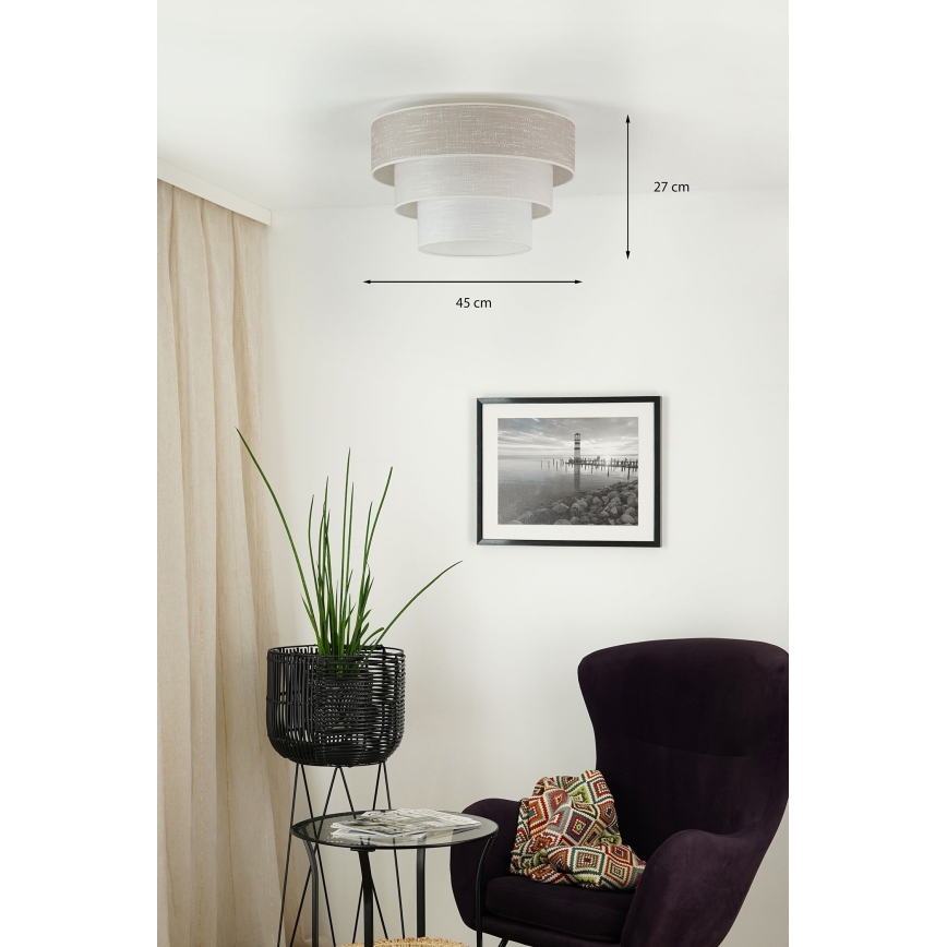 Brilagi - Kattovalo ALASKA LUNETA 1xE27/15W/230V halkaisija 45 cm harmaa/kerma