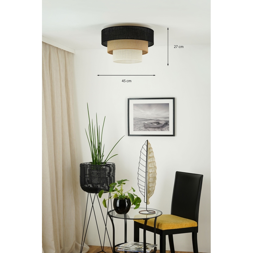 Brilagi - Kattovalo ASPEN LUNETA 1xE27/15W/230V halkaisija 45 cm musta/beige/kerma