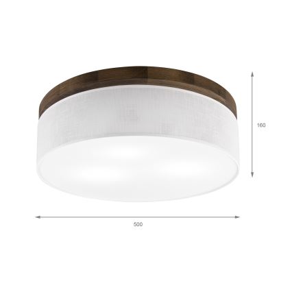 Brilagi - Kattovalo BELLADONNA 3xE27/15W/230V halkaisija 50 cm valkoinen/tammi