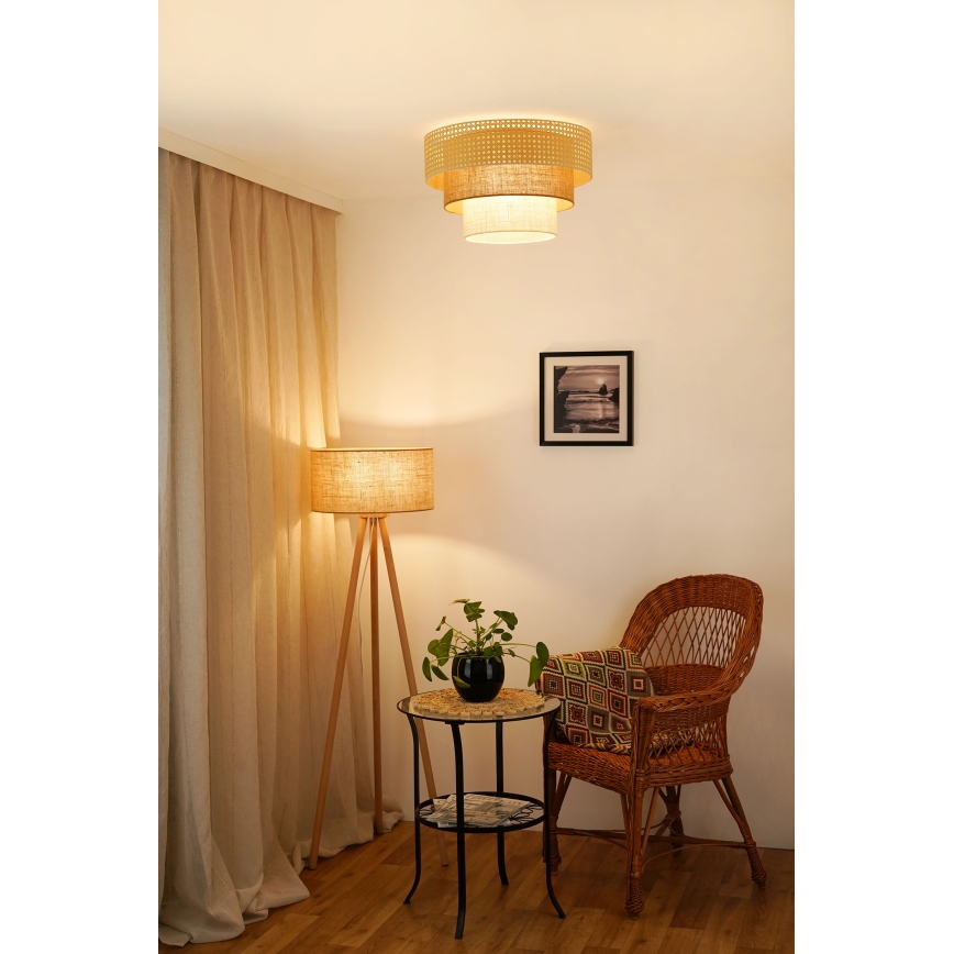 Brilagi - Kattovalo CEDAR LUNETA 1xE27/15W/230V halkaisija 45 cm beige/ruskea/kerma