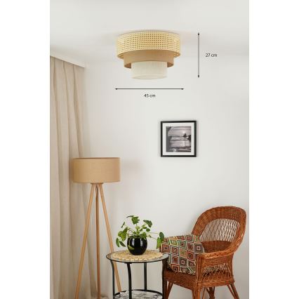 Brilagi - Kattovalo CEDAR LUNETA 1xE27/15W/230V halkaisija 45 cm beige/ruskea/kerma